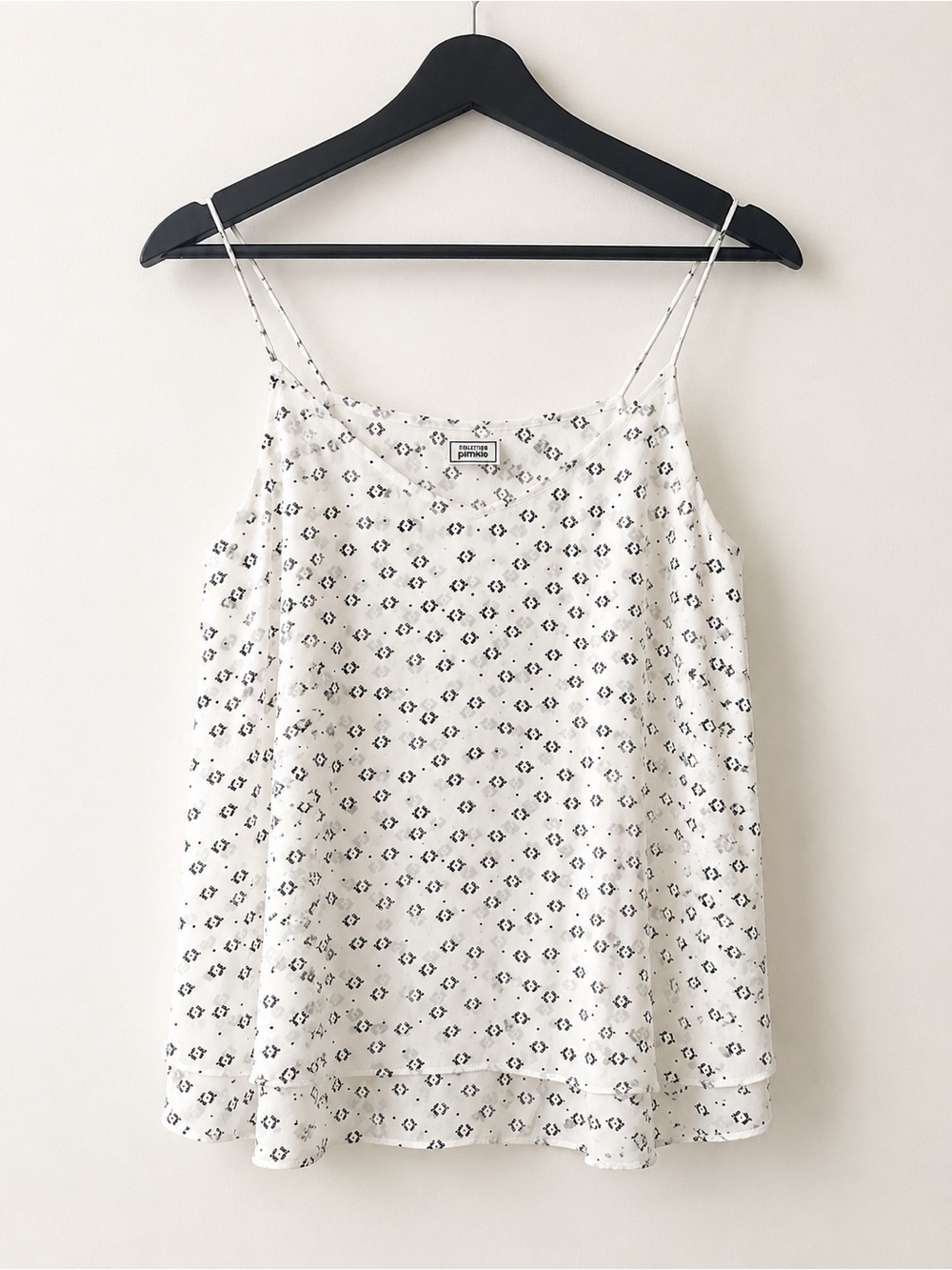 Madewell White Cami with Black Geometric Print